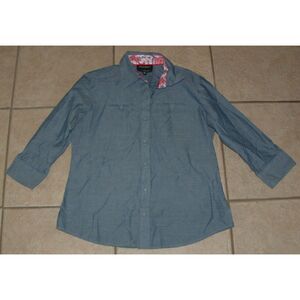 Blue Chambray Sz 4 Casual or Dress Shaped Fit Button Up Cotton Shirt FOXCROFT